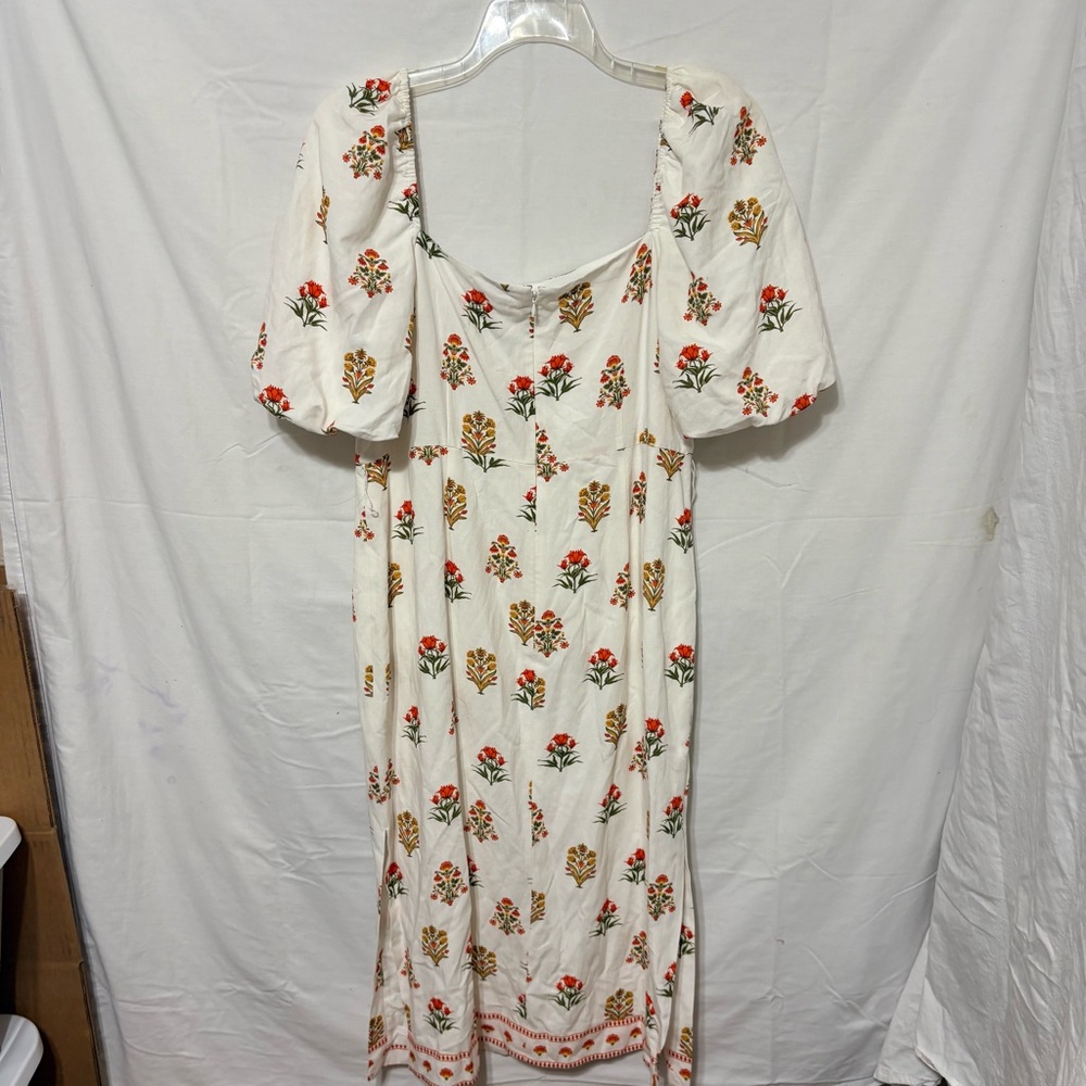 Antonio Melani Blockprint Iris Floral Cream Dress with red and yellow accents - Picture 6 of 11
